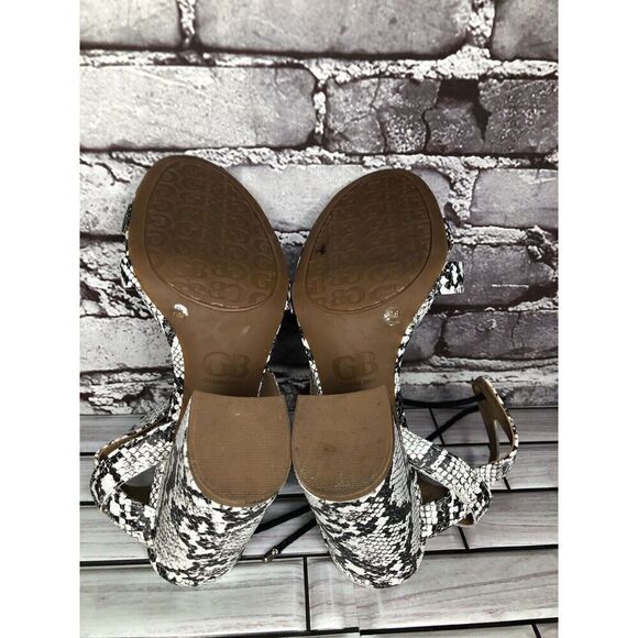 Gianni Bini After Hours White Black Snake Lace Block Heel Sandals Women Sz 7.5M - Picture 16 of 16
